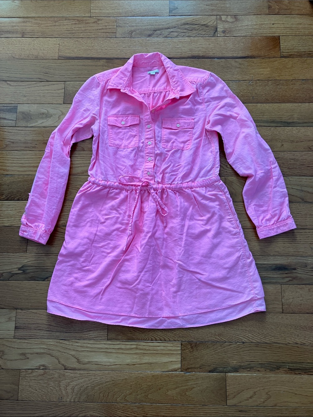 GAP - Women’s Roll Sleeve Mini Dress in Neon Flamingo Pink - Small - Picture 2 of 11